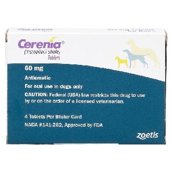 Cerenia (Maropitant Citrate) Tablets for Dogs, 60mg, 4 ct