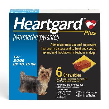 HEARTGARD Plus Chewables for Dogs, 0-25 lbs, 6 chewables