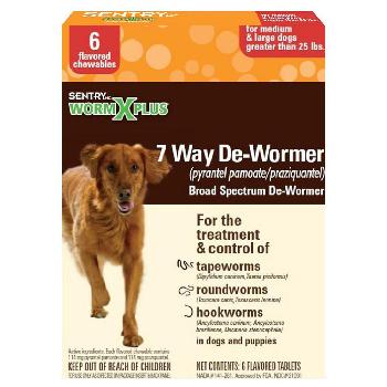 Sentry HC Worm X Plus 7 Way De-Wormer for Medium & Large Dogs 6 count