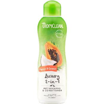 TropiClean Luxury 2 in 1 Papaya & Coconut Pet Shampoo and Conditioner, 20 ounces