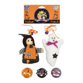 Halloween Cat Toys, Witch and Ghost, 5 pieces