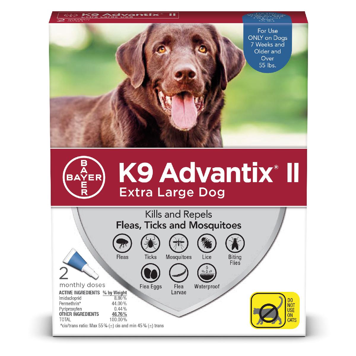 Bayer K9 Advantix II For Extra Large Dogs Over 55 Pounds Flea Tick 
