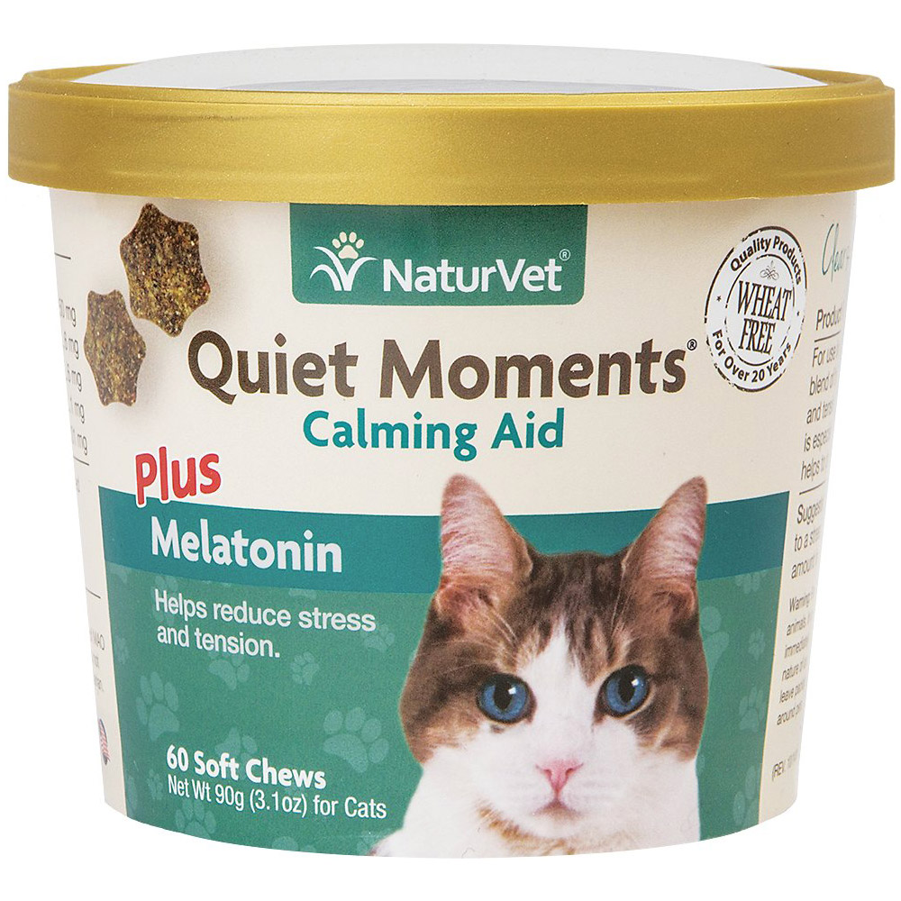NaturVet Quiet Moments Cat Soft Chews Plus Melatonin, 60 count Pet