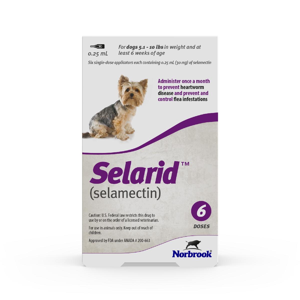 Selarid (selamectin) Topical Parasiticide for Dogs 5.110 lbs, 6 count