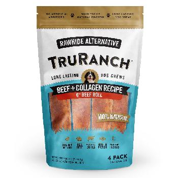 TruRanch Collagen Roll, Beef flavored, 6 inch 4 count
