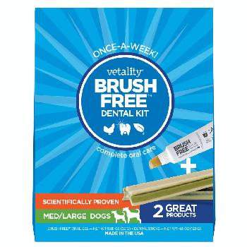Vetality Brush Free Dental Kit for Medium and Large Dogs