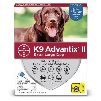 Bayer K9 Advantix II for Extra Large Dogs over 55 pounds, Flea, Tick and Mosquito, 2 doses