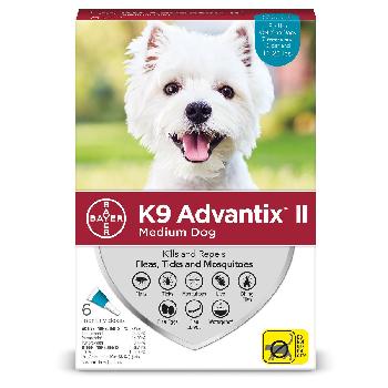 Bayer K9 Advantix II for Medium Dogs 11-20 pounds, Flea, Tick and Mosquito, 6 doses