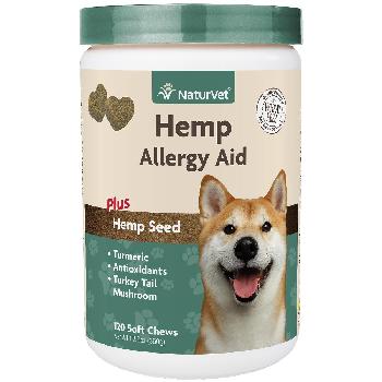 NaturVet Hemp Allergy Aid Plus Hemp Seed Soft Chews for Dogs, 120 count