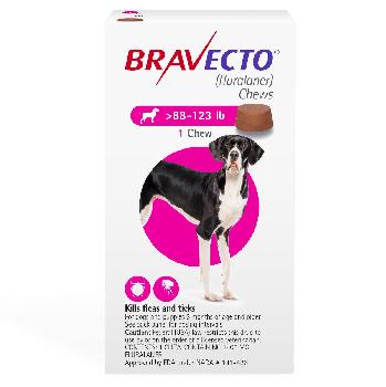 Bravecto Chews (fluralaner) Flea and Tick Treatment for Dogs by Merck, 88-123 lbs, 1400 mg, 1 ct