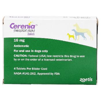 Cerenia (Maropitant Citrate) Tablets for Dogs, 16mg, 4 ct