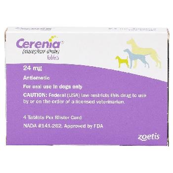 Cerenia (Maropitant Citrate) Tablets for Dogs, 24mg, 4 ct