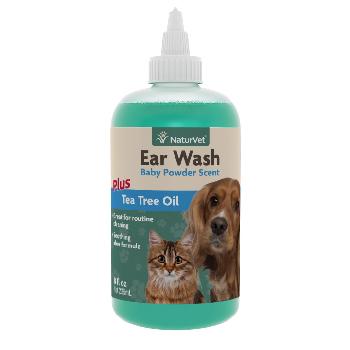 NaturVet Ear Wash with Tea Tree Oil for Dogs and Cats, 8 oz