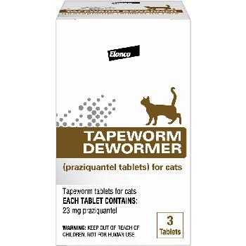Elanco Tapeworm Dewormer (Praziquantel) for Cats 3 Tablets