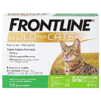 Frontline Gold Flea & Tick Treatment for Cats and Kittens, 3 monthly doses