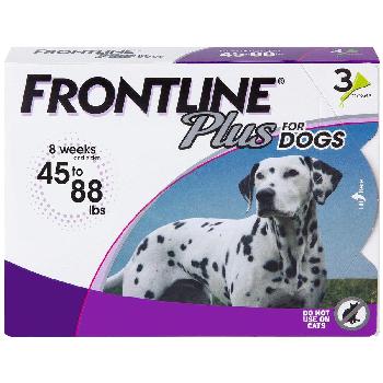 Frontline Plus for Dogs, 45-88 pounds, 3 doses