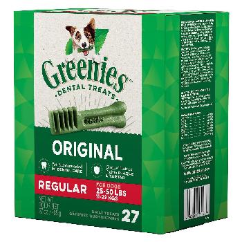 Greenies Original Regular Size Dog Dental Treats, 27 ounces, 27 count