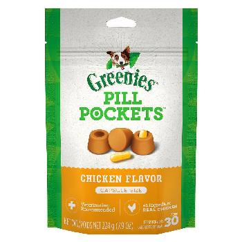 Greenies Pill Pockets Treats for Dogs Chicken Flavor Capsule, 7.9 ounces, 30 count