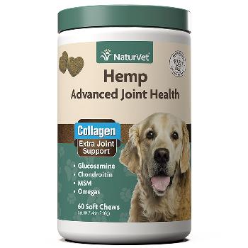 NaturVet Hemp Advanced Joint Health Dog Soft Chew, 60 ct