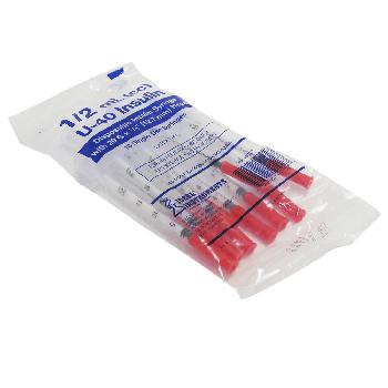 U-40 Insulin Syringes, 0.5 cc X 29g X 1/2 inch, 10 pk