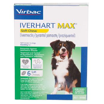 Iverhart Max Soft Chews for Dogs 25 to 50lbs, 6 Soft Chews(6-mos. supply