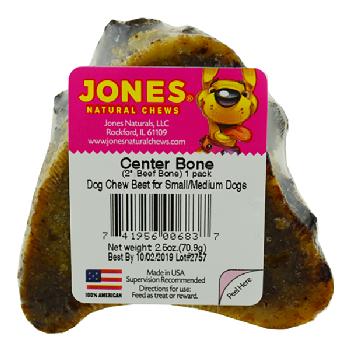 Jones Natural Chews Center Bone Dog Treat, 2 inches, 3 pack