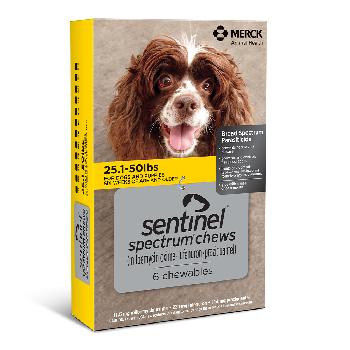 Sentinel Spectrum Chews (milbemycin oxime/lufenuron/praziquantel) for Medium Dogs, 25-50 pounds, 6 doses