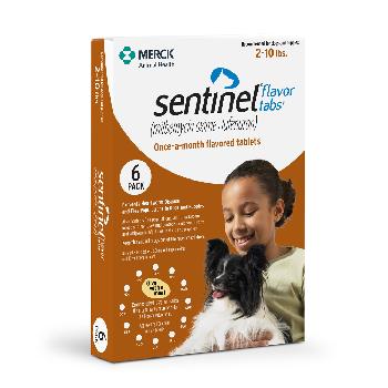 Sentinel Flavor Tabs (milbemycin oxime/lufenuron) for Toy Dogs, 2-10 pounds, 6 doses