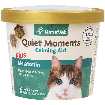 NaturVet Quiet Moments Cat Soft Chews Plus Melatonin, 60 count