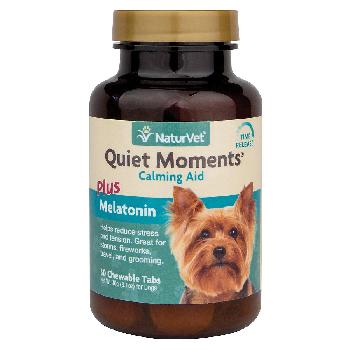 NaturVet Quiet Moments Calming Aid Tablets Plus Melatonin for Dogs, 30 count