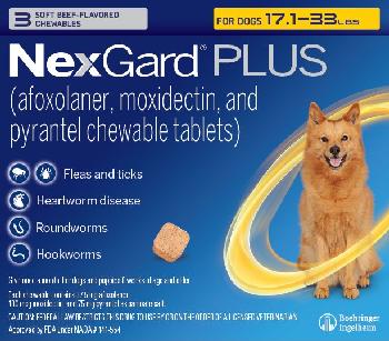 NexGard Plus 17.1-33 lbs Gold 3 dose