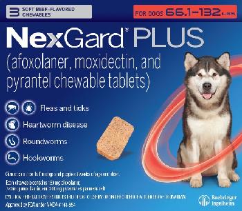 NexGard Plus 66.1-132 lbs Red 3 dose