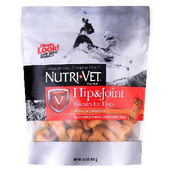 Nutri-Vet Hip and Joint Biscuits for Small to Medium Dogs, Regular Strength, Peanut Butter, 19.5 ounces