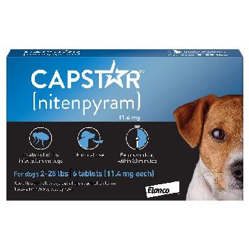 Capstar Flea Tablets (nitenpyram) for Dogs, 2-25 lbs, 6 tablets, 11.4 mg 