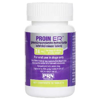 Proin ER (phenylpropanolamine hydrochloride extended-release tablets) for Dogs, 74 mg, 30 ct 