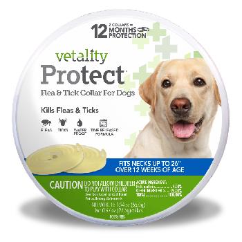 Vetality ProTect Flea and Tick Collar for Dogs, 2 Count