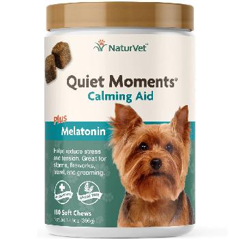 NaturVet Quiet Moments Calming Aid Plus Melatonin 180 Soft Chews