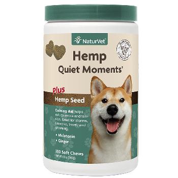 NaturVet Hemp Quiet Moments Calming Aid Soft Chews Plus Hemp Seed for Dogs, 180 count