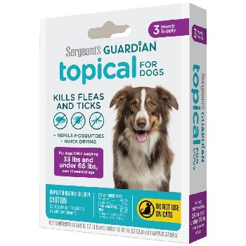 Sergeant's Guardian Flea & Tick Squeeze On Topical for Dogs, 33-66 lbs., 3 Count