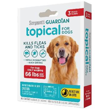 Sergeant's Guardian Flea & Tick Squeeze On Topical for Dogs, 66+ lbs., 3 Count