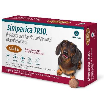 Simparica Trio Chewable Tablet for Dogs(11.1-22 lbs), 6 Chewable Tablets (6-mos. supply)