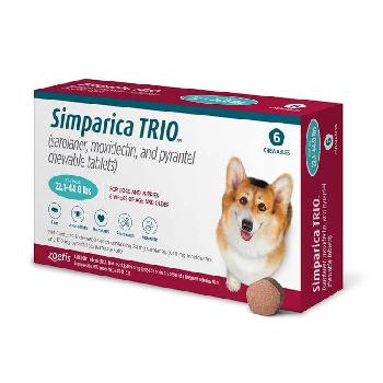 Simparica Trio Chewable Tablet for Dogs(22.1-44 lbs), 6 Chewable Tablets (6-mos. supply)