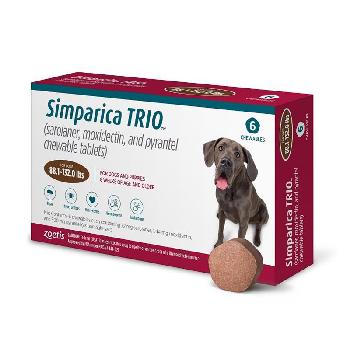 Simparica Trio Chewable Tablet for Dogs(88.1-132 lbs), 6 Chewable Tablets (6-mos. supply)