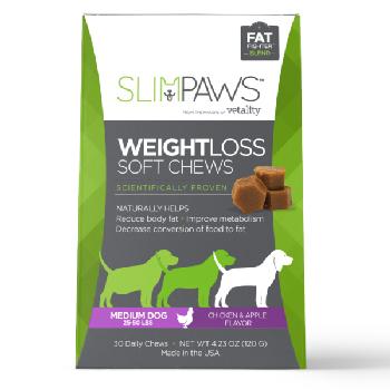 Vetality SlimPaws Weight Loss Soft Chews, Medium Dog, Chicken & Apple, 30 Chews