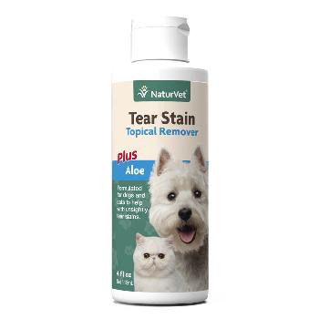 NaturVet Tear Stain Topical Remover Plus Aloe for Dogs and Cats, 4 ounces