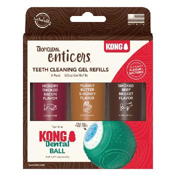 TropiClean Enticers Teeth Cleaning Gel Variety Pack for KONG Dental Ball, 0.5 oz