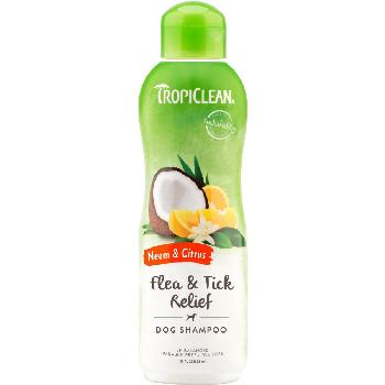 TropiClean Neem and Citrus Pet Shampoo for Dogs, Flea and Tick Relief, 20 ounces
