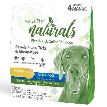 Vetality Naturals Flea & Tick Collar for Large Dogs up to 26" neck 1 ct