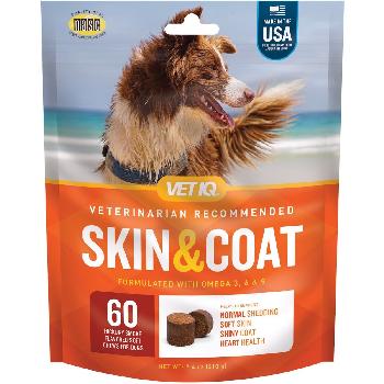 VetIQ Skin and Coat Hickory Smoke Flavor Dog Chew, 60 Ct