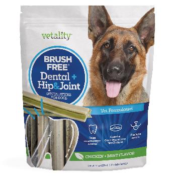 Vetality Hip and Joint 2 in 1 Dental Chews for Dogs, 10 oz.